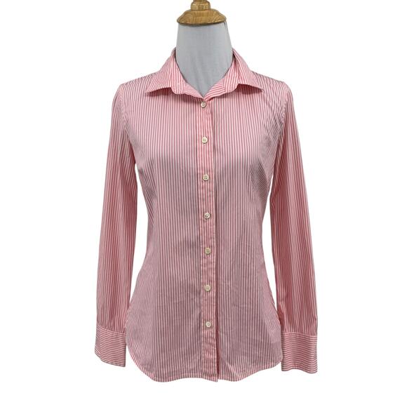 J Crew Haberdashery Shirt Women XS Extra Small Multi Stretch Striped Oxford - Picture 1 of 10
